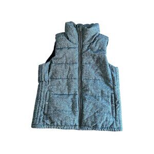 Old Navy Men’s Black/White Puffer Vest Sz L Full Zip Quilted Sleeveless Jacket